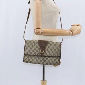 GUCCI GG Supreme Shoulder Bag PVC Beige Gold 89 02 050 Auth 150021